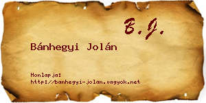 Bánhegyi Jolán névjegykártya