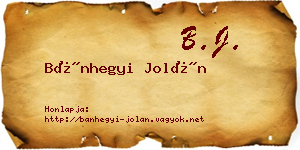 Bánhegyi Jolán névjegykártya